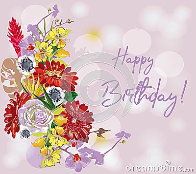 Series of greeting backgrounds with summer and spring flowers. Floral decorations with gerberas. Vector Illustration